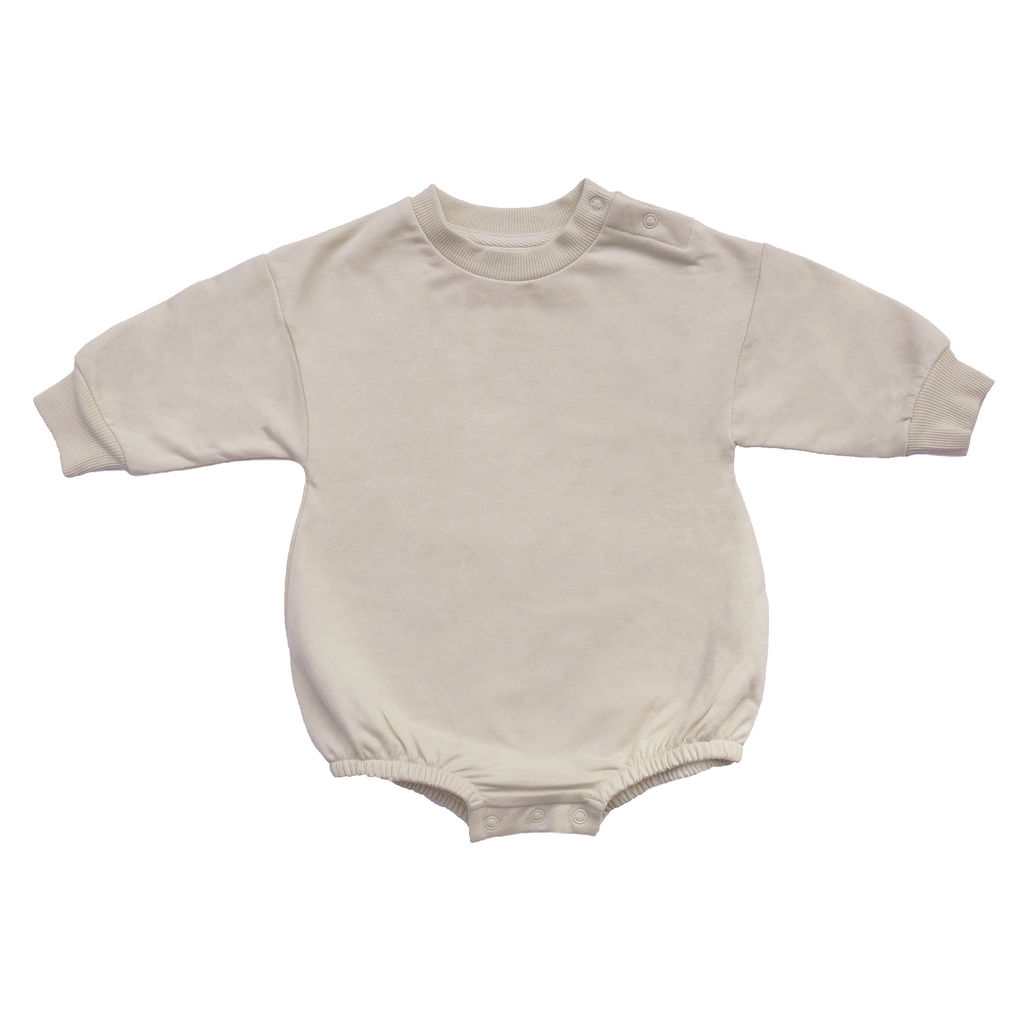 Long sleeve baby romper in sand